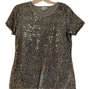 Chaus Short Sleeve Sequin Top - Medium
